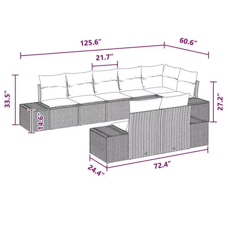 vidaXL Garden Sofa Set with Cushion 8 pcs Poly Rattan
