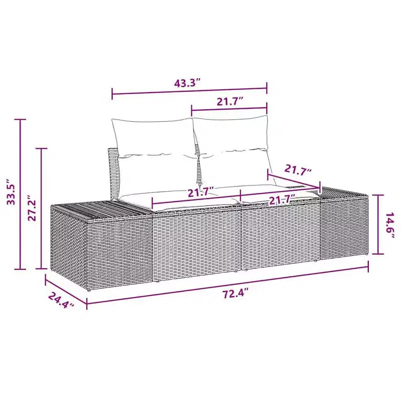 vidaXL Garden Sofa Set with Cushion 8 pcs Poly Rattan