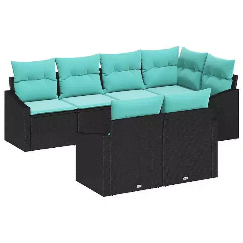 vidaXL Garden Sofa Set 7 pcs Brown Poly rattan - Brown