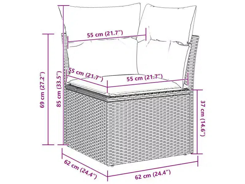 vidaXL tuinbankset, 7-delig, bruin poly-rattan