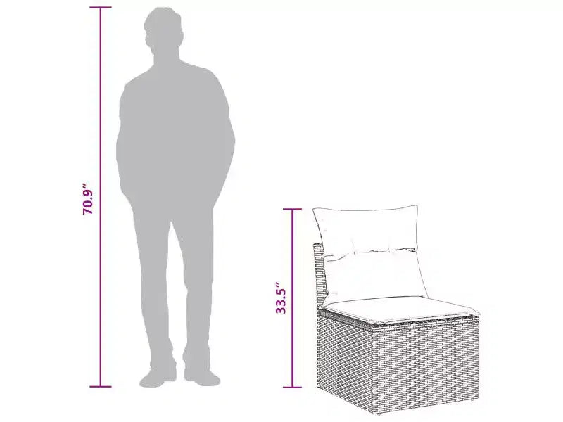 vidaXL tuinbankset, 7-delig, bruin poly-rattan