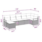 vidaXL tuinbankset, 7-delig, bruin poly-rattan