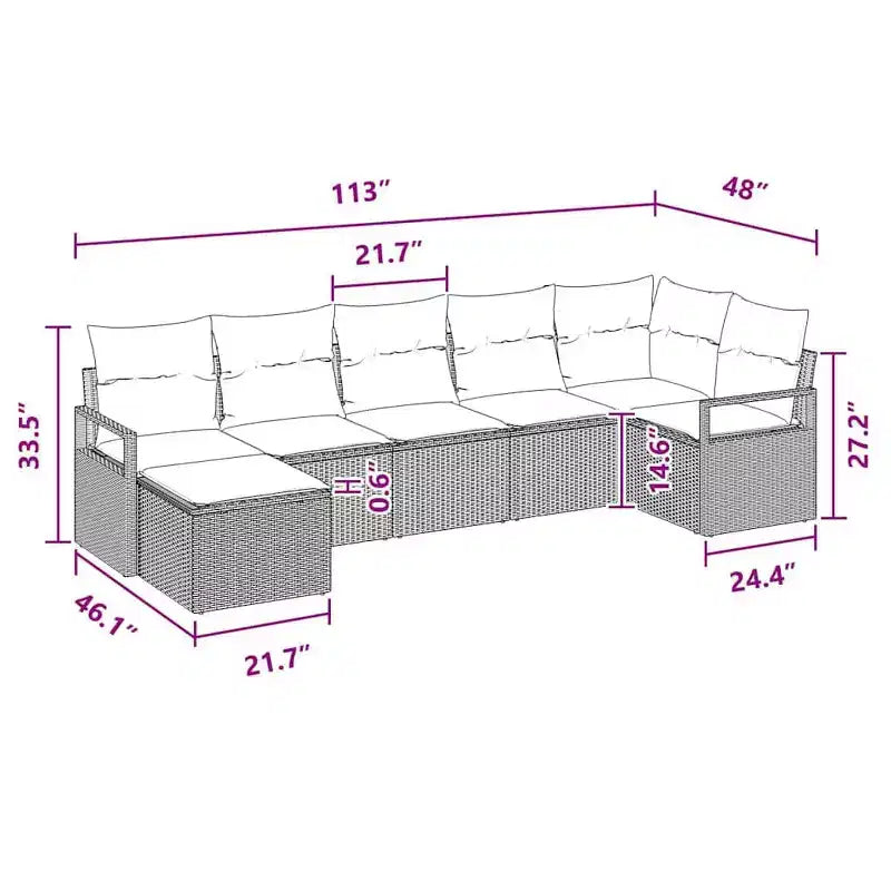 vidaXL tuinbankset, 7-delig, bruin poly-rattan
