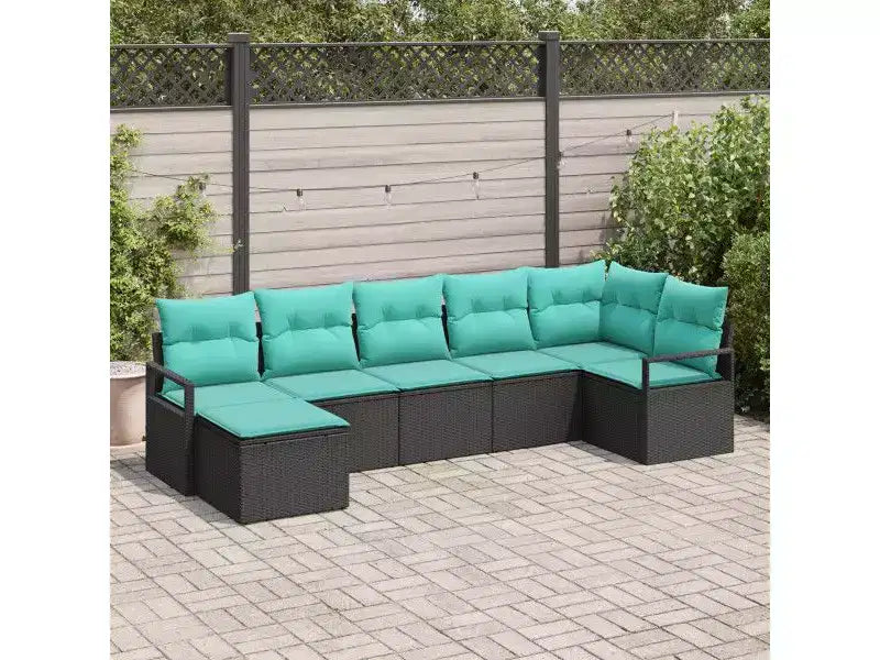 vidaXL tuinbankset, 7-delig, bruin poly-rattan