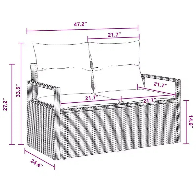 vidaXL tuinbankset, 7-delig, bruin poly-rattan