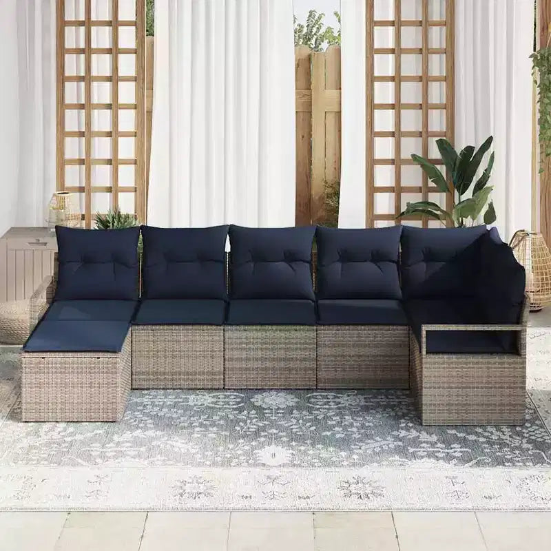 vidaXL tuinbankset, 7-delig, bruin poly-rattan