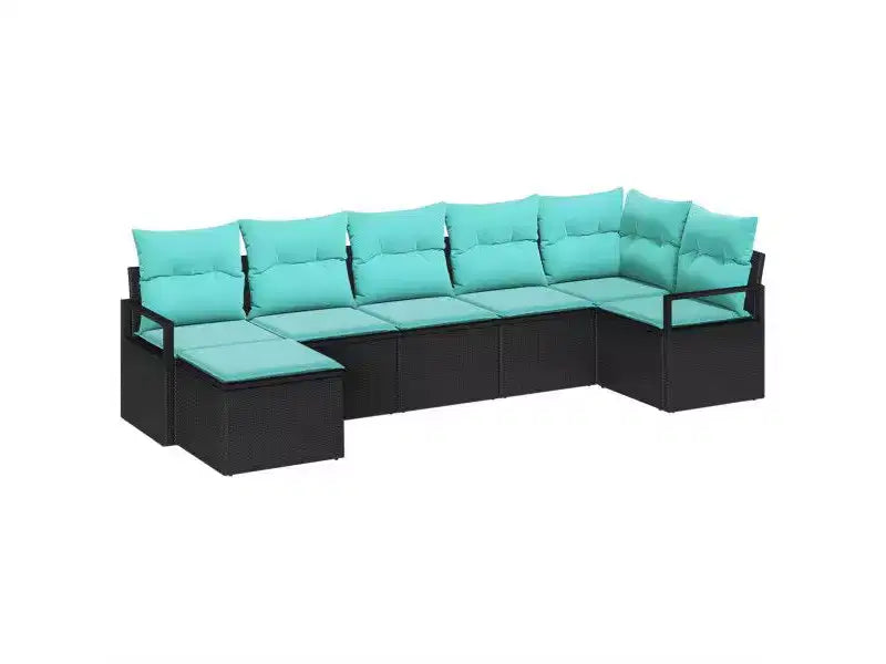 vidaXL tuinbankset, 7-delig, bruin poly-rattan