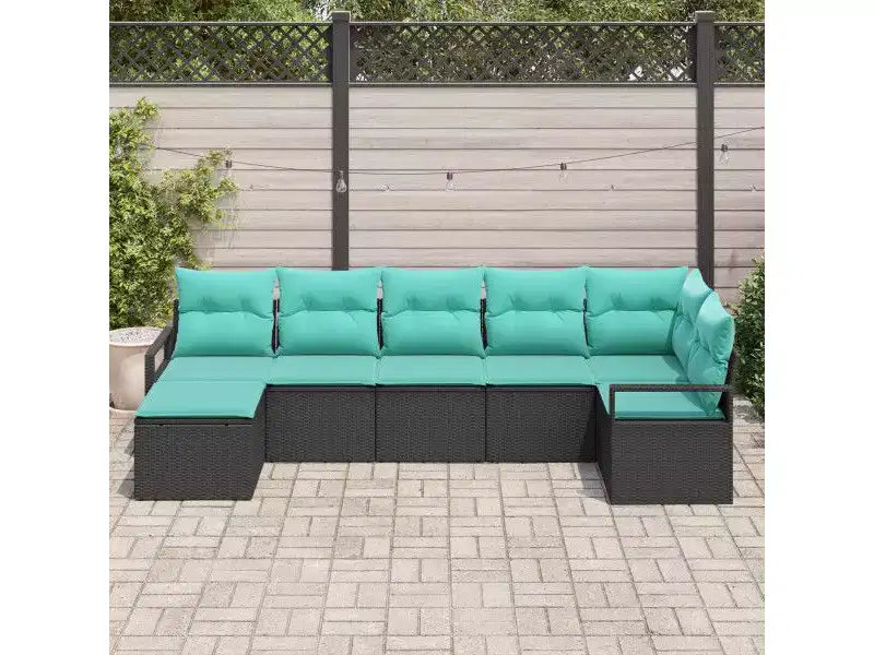 vidaXL tuinbankset, 7-delig, bruin poly-rattan
