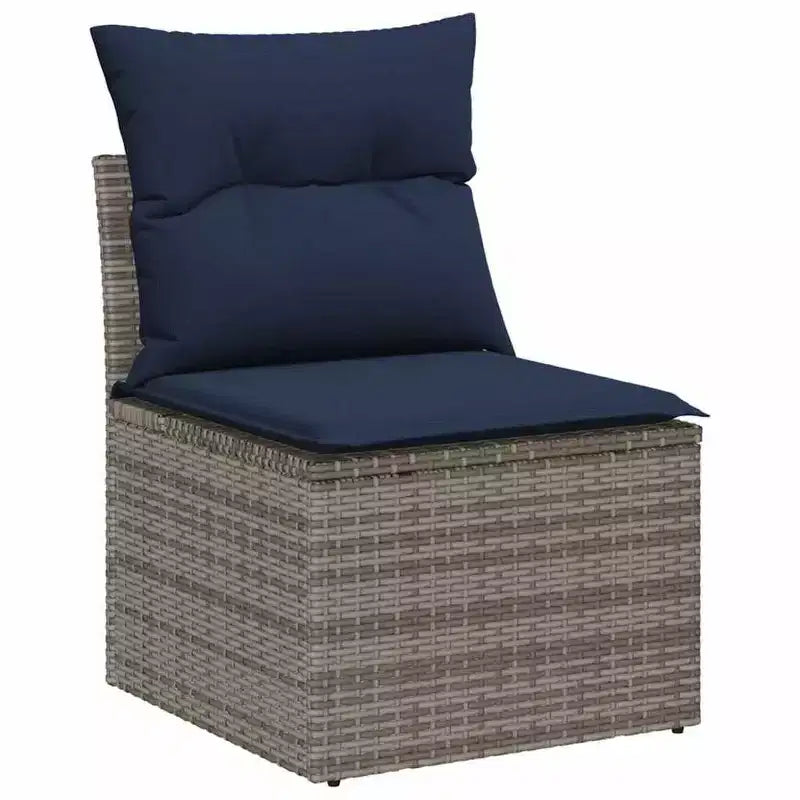 vidaXL Garden Sofa Set with Cushion 5 pcs Brown Poly rattan - Brown without table Red