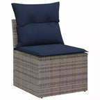 vidaXL Garden Sofa Set with Cushion 5 pcs Brown Poly rattan - Brown without table Red