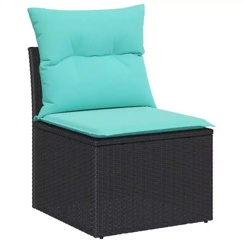 vidaXL Garden Sofa Set with Cushion 5 pcs Brown Poly rattan - Brown without table Red