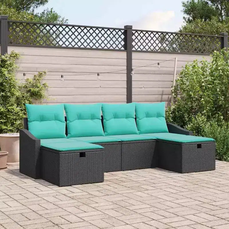vidaXL tuinloungeset met kussens, 6-delige set van bruin polyrotan - bruinrood