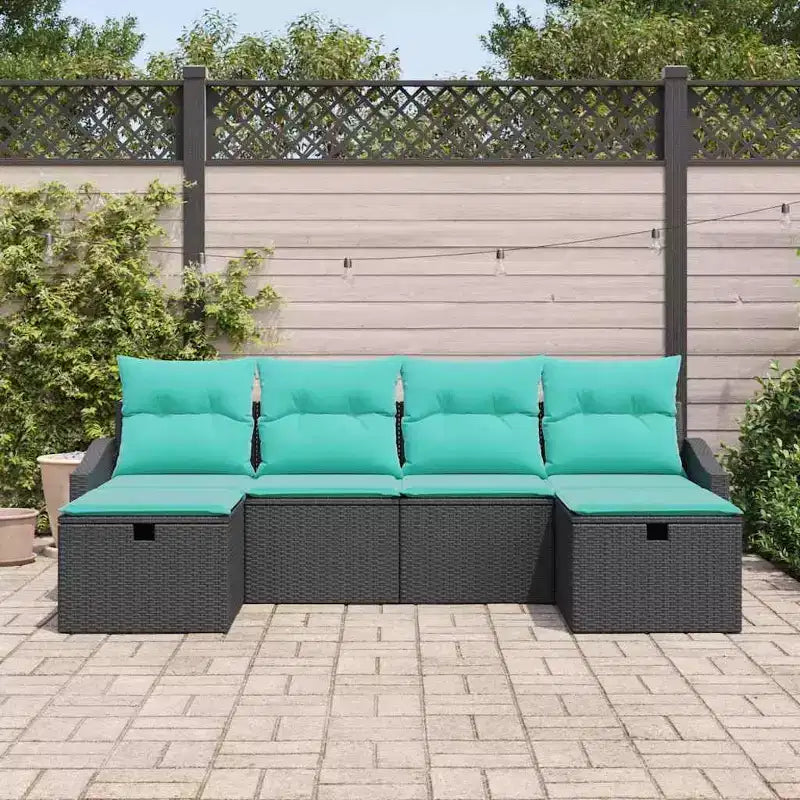 vidaXL tuinloungeset met kussens, 6-delige set van bruin polyrotan - bruinrood
