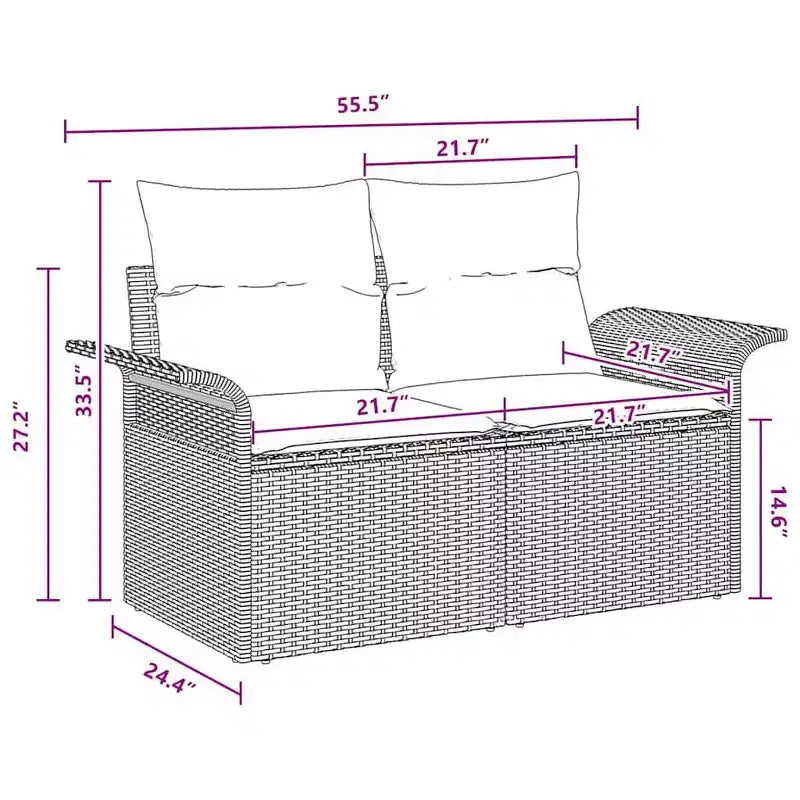 vidaXL tuinbankset 4-delig, bruin en rood, 196 x 117 x 85 cm