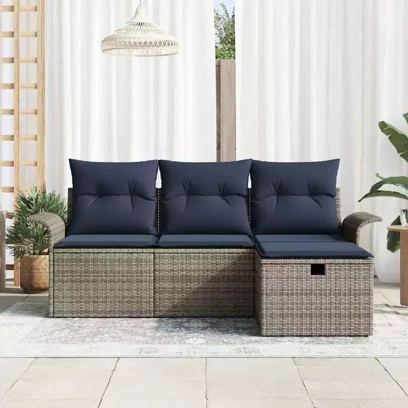 vidaXL tuinbankset 4-delig, bruin en rood, 196 x 117 x 85 cm