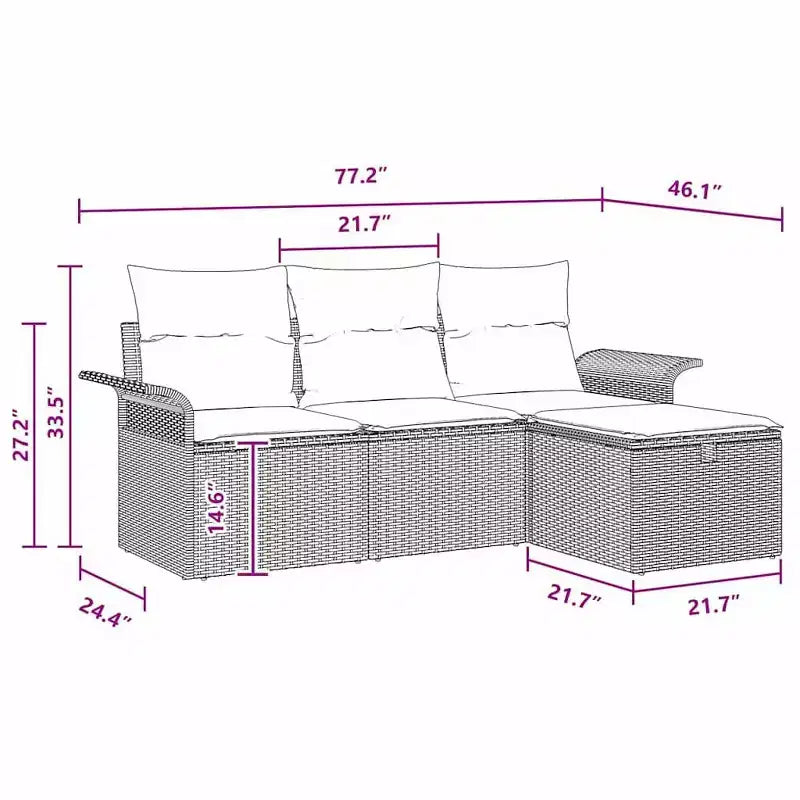 vidaXL tuinbankset 4-delig, bruin en rood, 196 x 117 x 85 cm