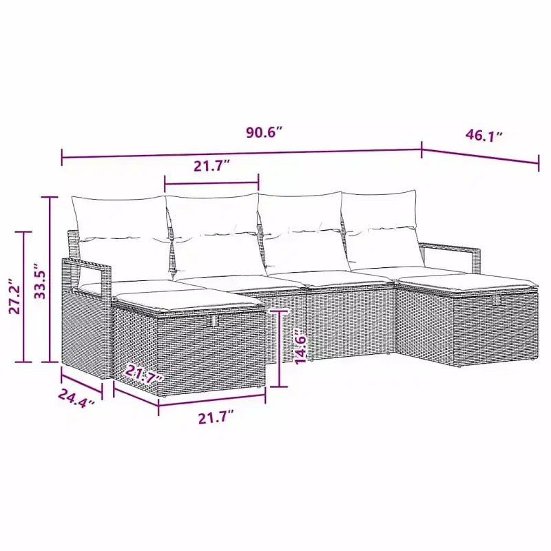 vidaXL Garden Sofa Set 6 pcs Brown and Red 230 x 117 x 85 cm