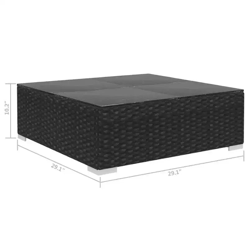 vidaXL Patio Furniture Set 4 Piece Patio Sectional Sofa with Table Poly Rattan - Gray