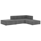 vidaXL Patio Furniture Set 4 Piece Patio Sectional Sofa with Table Poly Rattan - Gray
