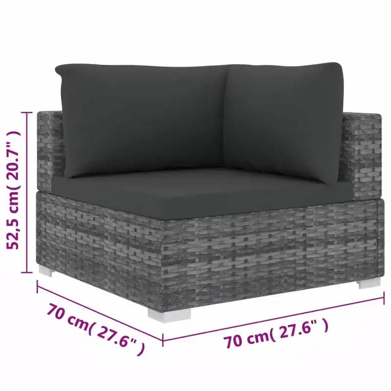 vidaXL Patio Furniture Set 4 Piece Patio Sectional Sofa with Table Poly Rattan - Gray