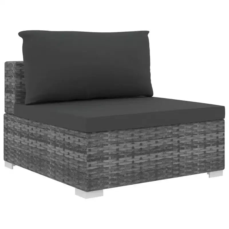 vidaXL Patio Furniture Set 4 Piece Patio Sectional Sofa with Table Poly Rattan - Gray