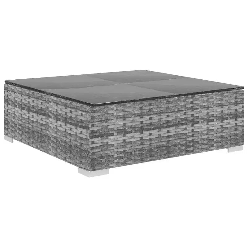 vidaXL Patio Furniture Set 4 Piece Patio Sectional Sofa with Table Poly Rattan - Gray