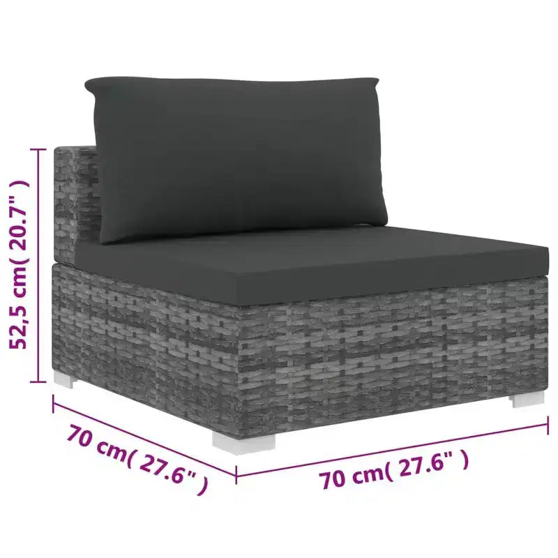 vidaXL Patio Furniture Set 4 Piece Patio Sectional Sofa with Table Poly Rattan - Gray
