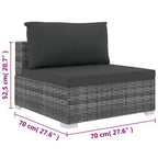 vidaXL Patio Furniture Set 4 Piece Patio Sectional Sofa with Table Poly Rattan - Gray