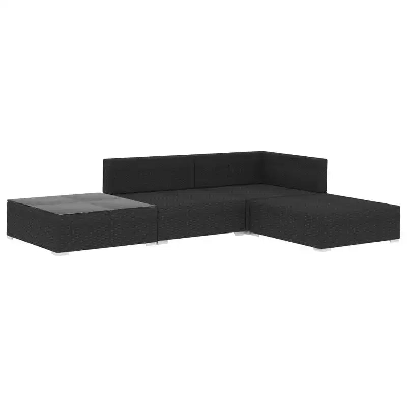 vidaXL Patio Furniture Set 4 Piece Patio Sectional Sofa with Table Poly Rattan - Gray