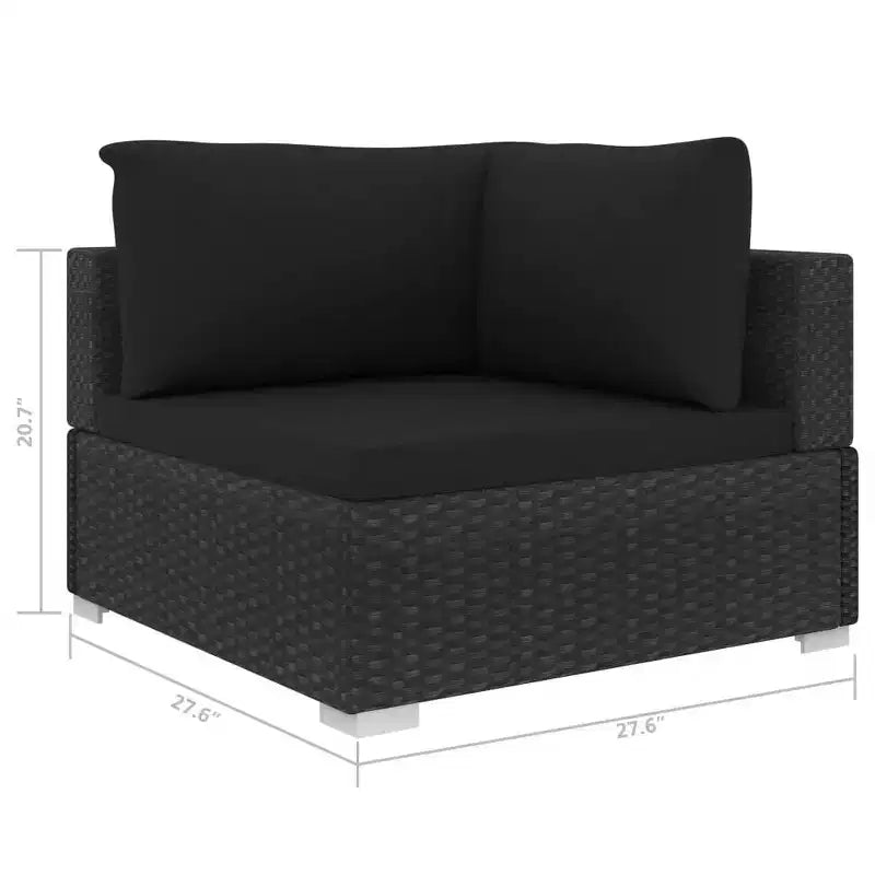 vidaXL Patio Furniture Set 4 Piece Patio Sectional Sofa with Table Poly Rattan - Gray