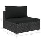 vidaXL Patio Furniture Set 4 Piece Patio Sectional Sofa with Table Poly Rattan - Gray