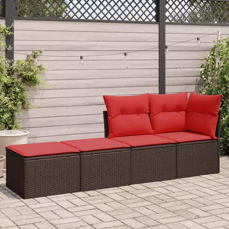vidaXL Patio Sofa Set with Cushions Sectional Stools 2 Piece Poly Rattan Acacia