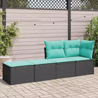 vidaXL Patio Sofa Set with Cushions Sectional Stools 2 Piece Poly Rattan Acacia