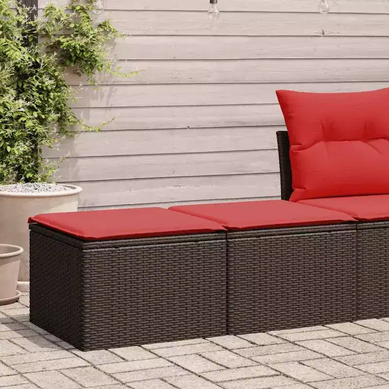 vidaXL Patio Sofa Set with Cushions Sectional Stools 2 Piece Poly Rattan Acacia