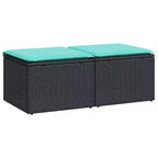 vidaXL Patio Sofa Set with Cushions Sectional Stools 2 Piece Poly Rattan Acacia