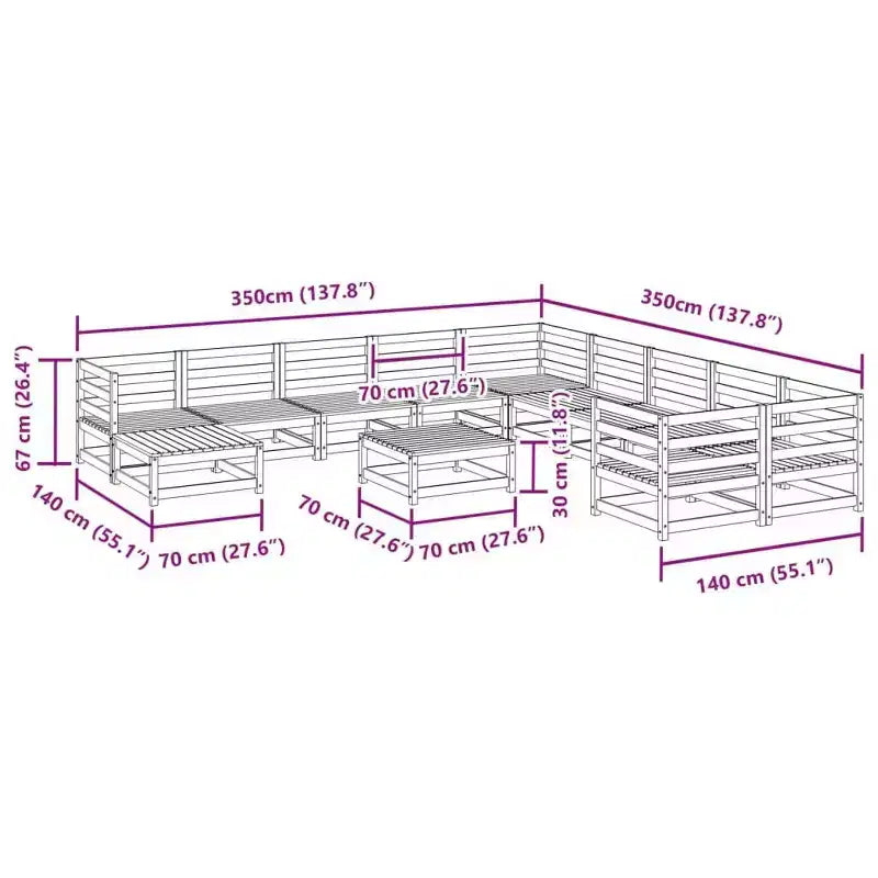 vidaXL Garden Sofa Set Solid Pine Wood Large Modular