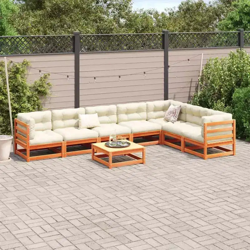 vidaXL Garden Sofa Set Solid Pine Wood Large Modular Outdoor Sectional - Natural Pine Without Cushion