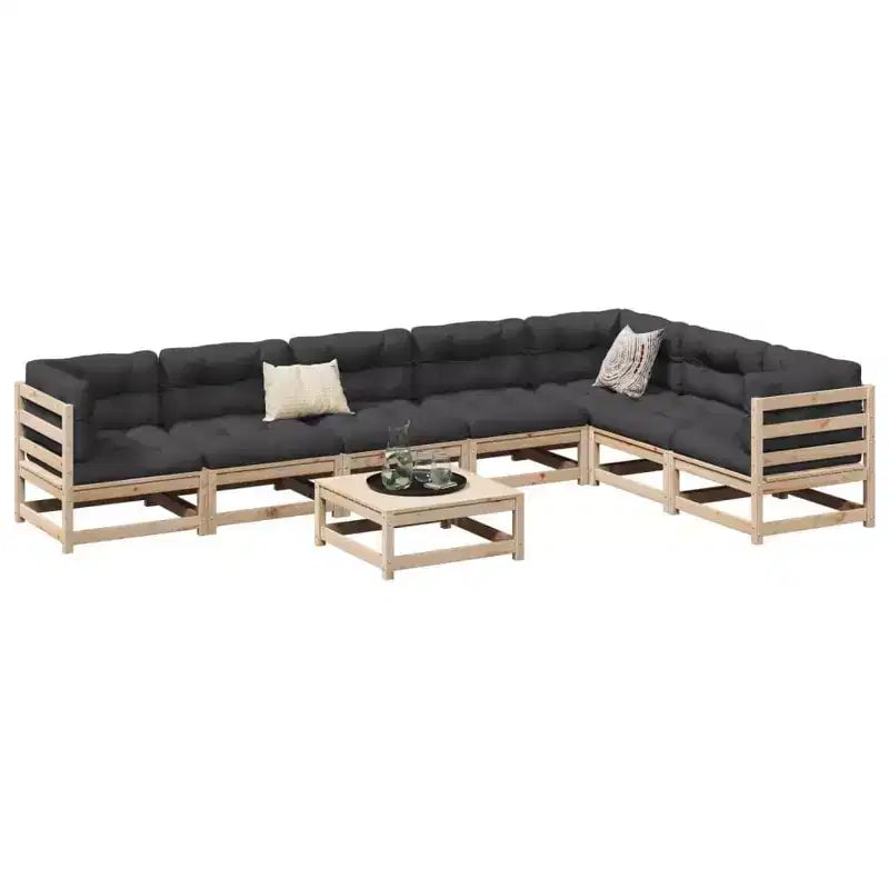 vidaXL Garden Sofa Set Solid Pine Wood Large Modular Outdoor Sectional - Natural Pine Without Cushion
