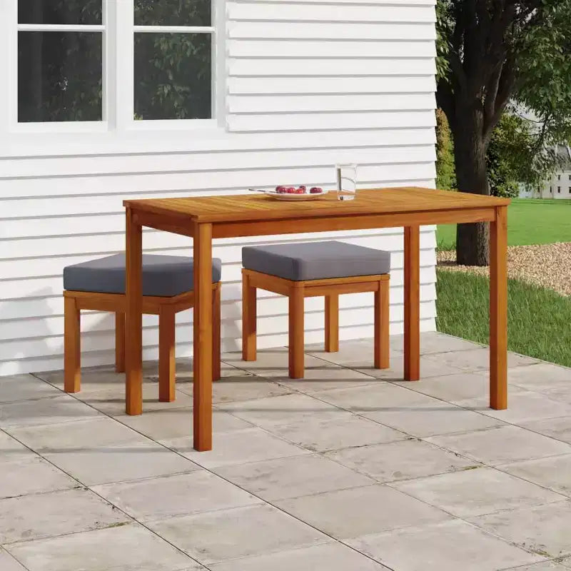 vidaXL 3-delige terras-eetset met buitentafel en stoelen van massief acaciahout