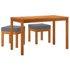 vidaXL 3-delige terras-eetset met buitentafel en stoelen van massief acaciahout