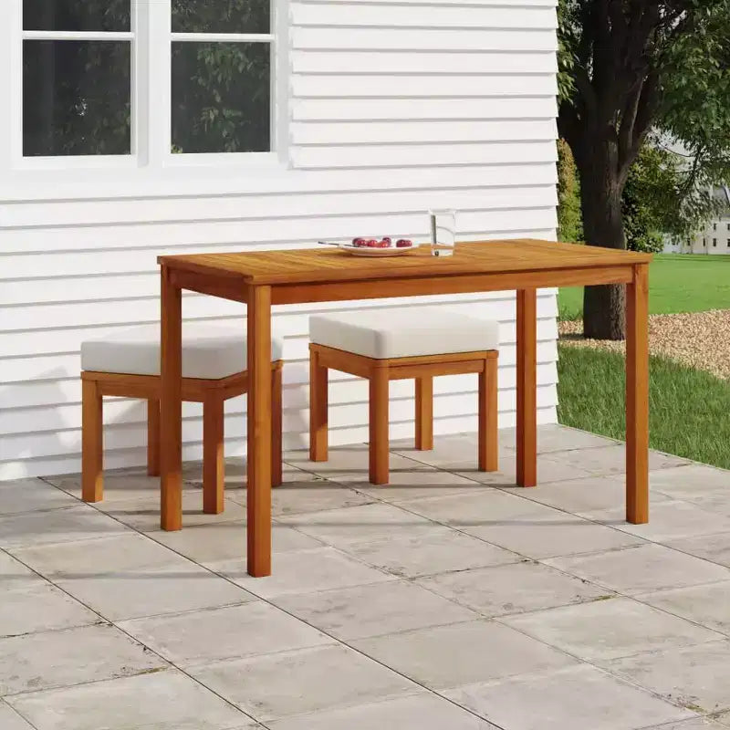 vidaXL 3-delige terras-eetset met buitentafel en stoelen van massief acaciahout