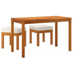 vidaXL 3-delige terras-eetset met buitentafel en stoelen van massief acaciahout