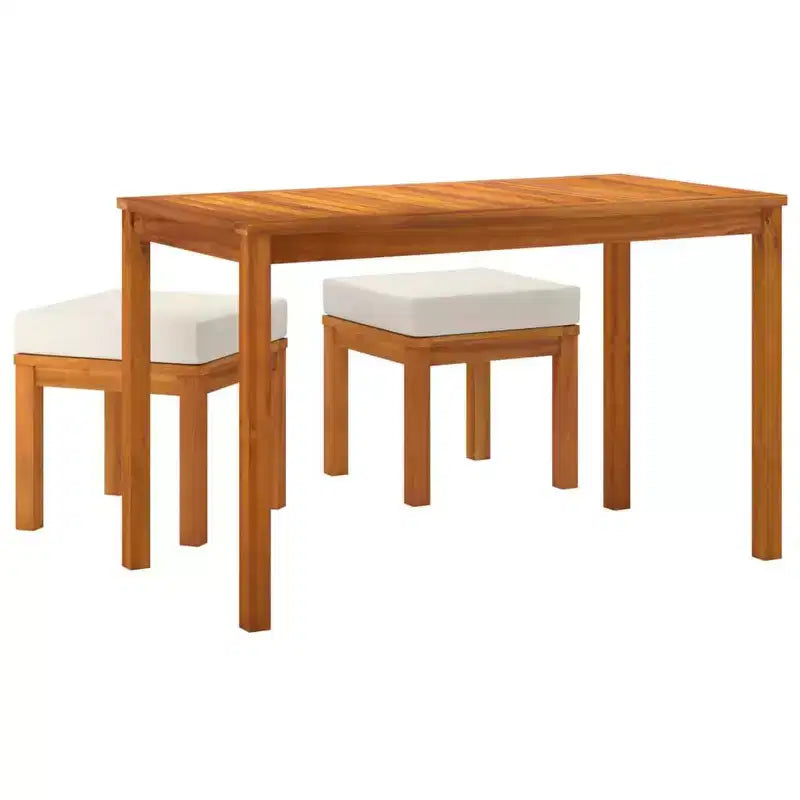 vidaXL 3-delige terras-eetset met buitentafel en stoelen van massief acaciahout