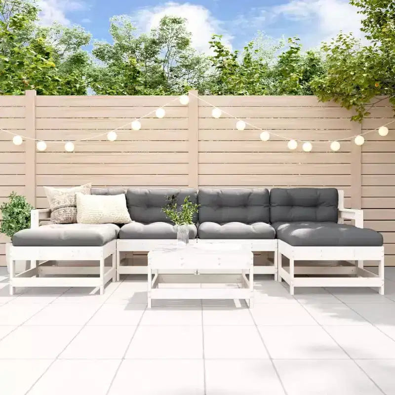 vidaXL Terraslounge set met kussens buitenset 7-delig massief hout