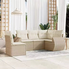 vidaXL 6 Piece Patio Sofa Set with Cushions Beige Poly Rattan