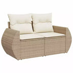 vidaXL 6 Piece Patio Sofa Set with Cushions Beige Poly Rattan