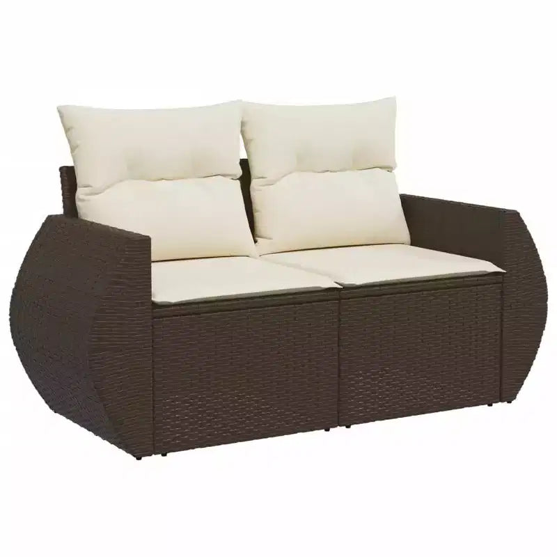 vidaXL 6 Piece Patio Sofa Set with Cushions Beige Poly Rattan