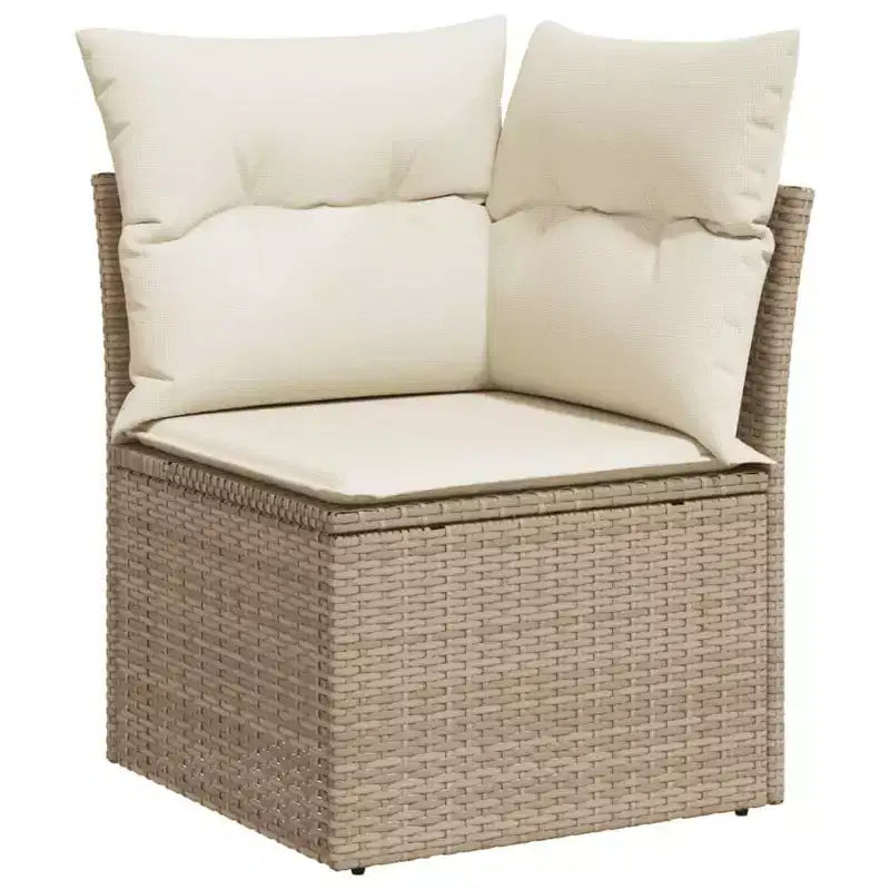 vidaXL 6 Piece Patio Sofa Set with Cushions Beige Poly Rattan