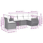 vidaXL 6 Piece Patio Sofa Set with Cushions Beige Poly Rattan