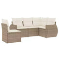vidaXL 6 Piece Patio Sofa Set with Cushions Beige Poly Rattan